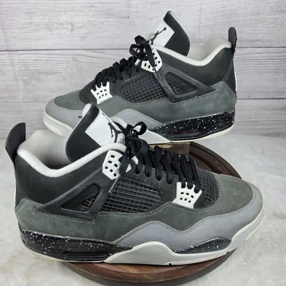 Air Jordan 4 Retro Fear 2024 Sneaker Black Grey White Mens Sz 13 FQ8138-002